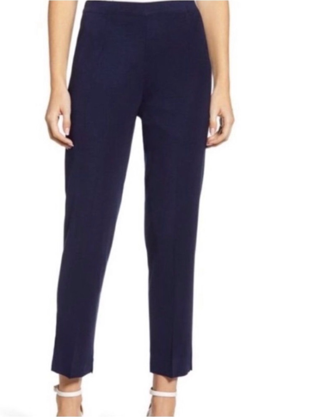 Ming Wang Navy Blue Knit Pull On Straight Leg Dress Pants Size Medium career